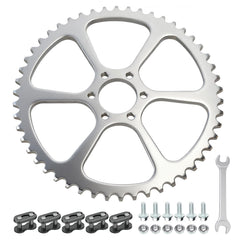 RZEOZU 50-tooth rear sprocket back view improves torque distribution on compatible mini bikes