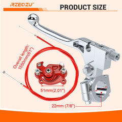 RZEOZU 7/8-inch brake lever with silver finish for precise control.