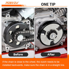 RZEOZU installation guide demonstrates mounting bracket before clutch