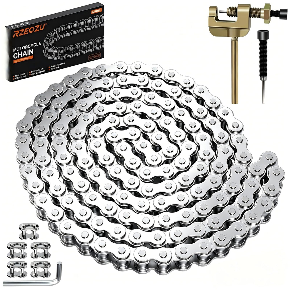 RZEOZU silver mini-bike 35-chain with 140 links for durable power transmission.