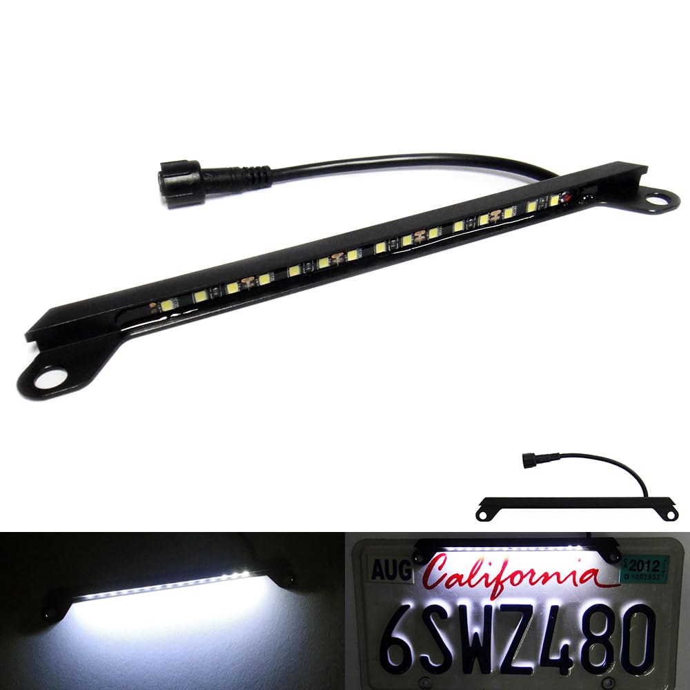 RZG Black Bolt-On LED license plate light closeup showing rugged aluminum build