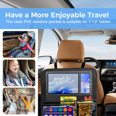Rzoixuur backseat organizer mesh pockets keep bottles and snacks within easy reach.