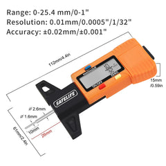 SAFELIFE digital tire tread depth gauge LCD display with readable numbers