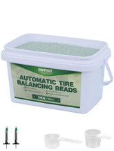 Safetect beads in bottle balancing heavy-duty tires for a smoother ride
