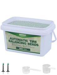 Safetect beads in bottle balancing heavy-duty tires for a smoother ride