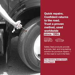 Safety Seal 30 repairs for 8-inch tubeless tires, supports quick field repairs.