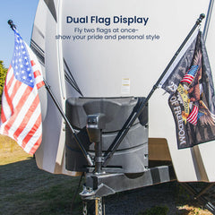 Safoner aluminum flag holder with wing screw locking enables tool-free flag changes.