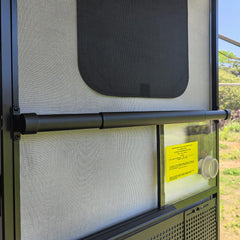 Safoner aluminum RV screen door handle in full view showing sturdy crossbar