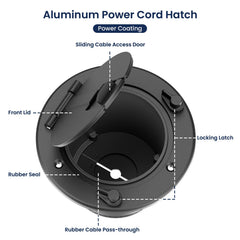 Safoner RV cable pass-through hatch compatible with 30A and 50A cords.