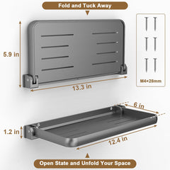 Safoner RV shelf holds drinks and small items during travel.