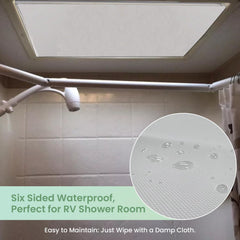 Safoner skylight cover with reflective surface deflecting sun for a cooler space.