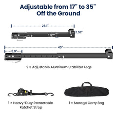 Safoner stabilizer assembly on a camper frame demonstrates easy setup.