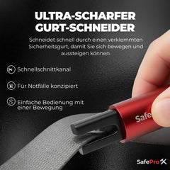 Hardened steel window punch for reliable breakage when needed.