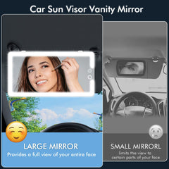 saiggnyy Led Sun Visor Mirror dimmable lighting for natural illumination while traveling