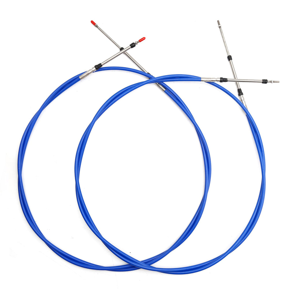 Saihisday 33C throttle-shift remote cable in blue, 10ft, two-pack for Yamaha outboards.
