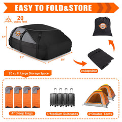 Sailnovo roof bag folded storage demonstrates compact packing when not in use