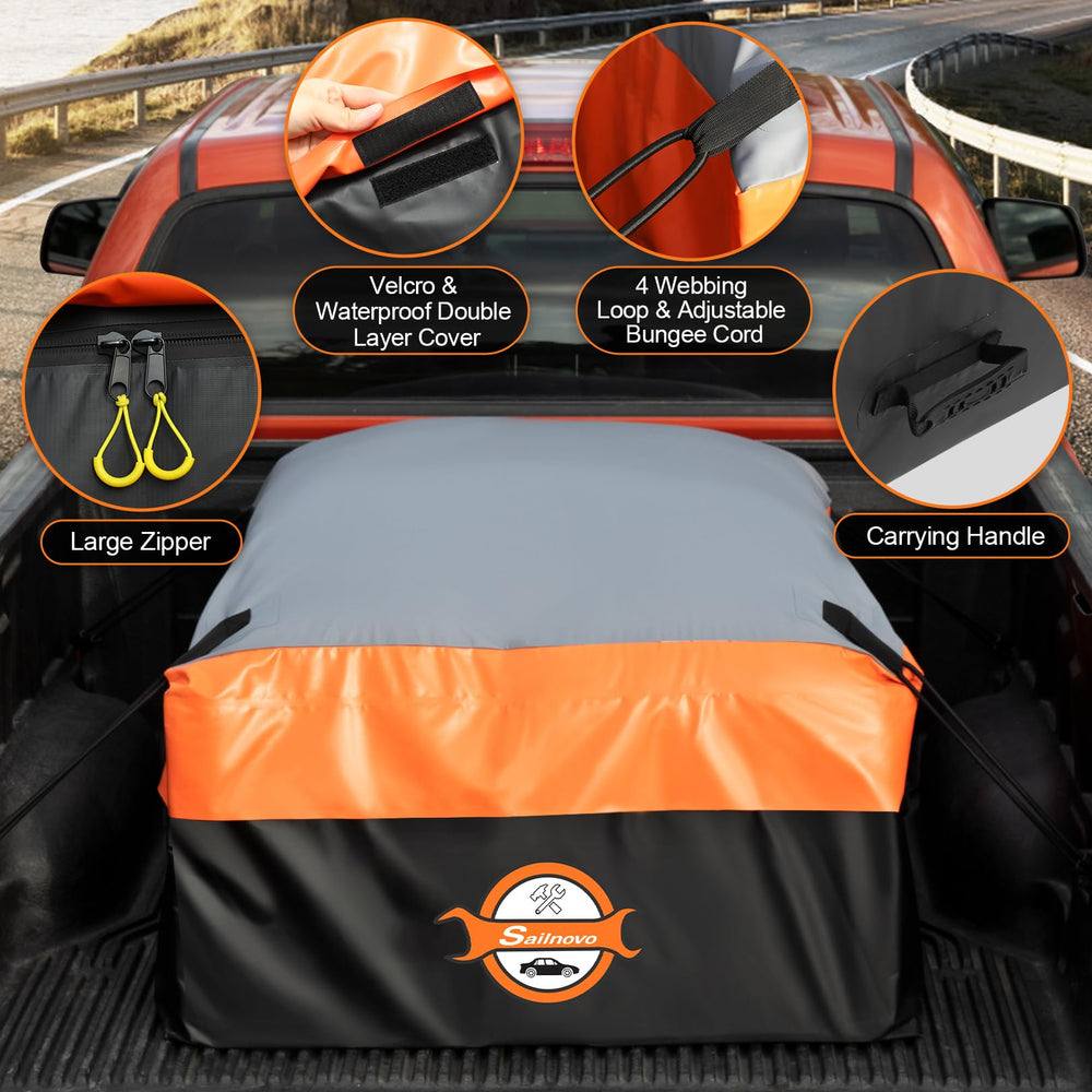 Sailnovo bag in a full-size pickup demonstrates generous capacity.