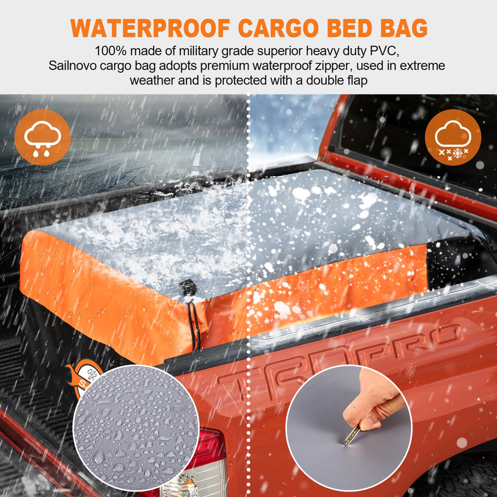 Sailnovo cargo bag with six elastic hooks secures in the bed.
