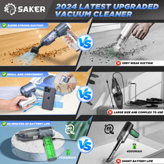 Saker HL132 cordless portable design for flexible cleaning anywhere.