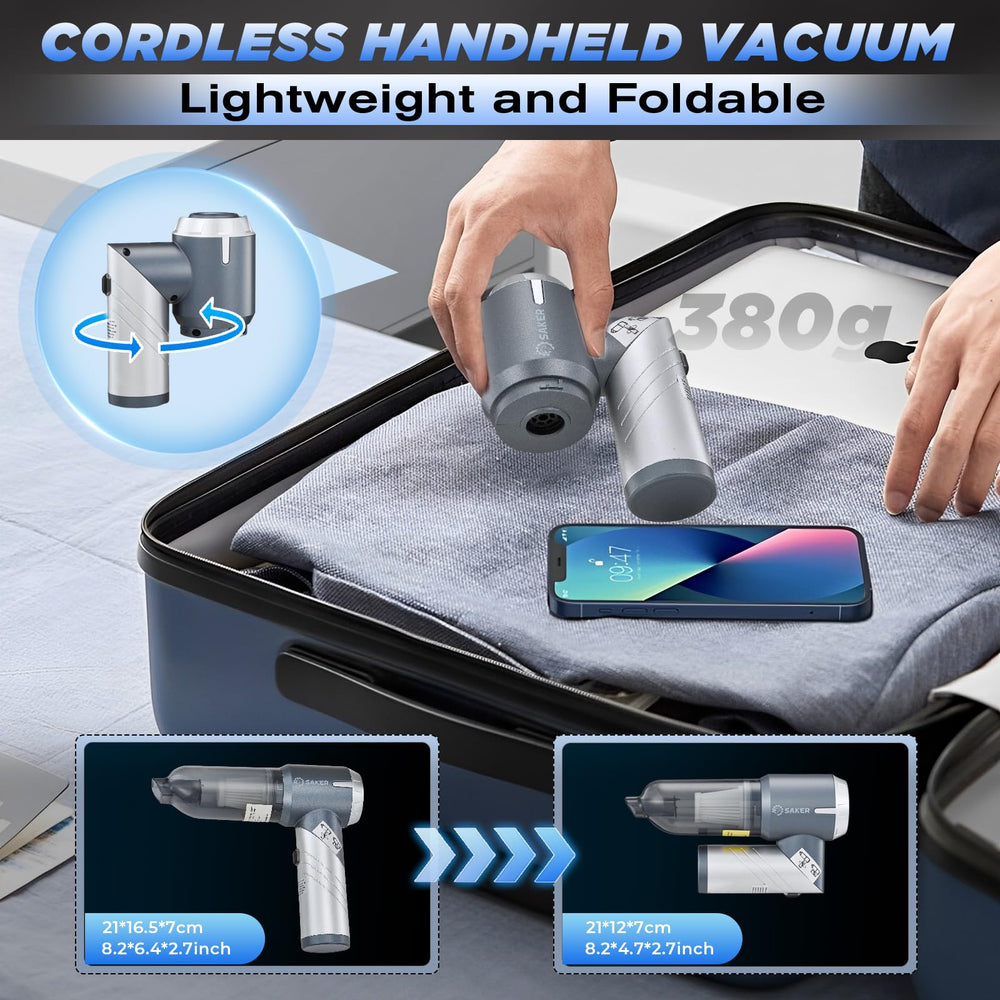 Saker HL132 USB-C fast charging keeps vacuum ready for quick cleanup.