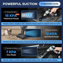 SakerPlus attachment kit includes floor brush for thorough car cleaning.