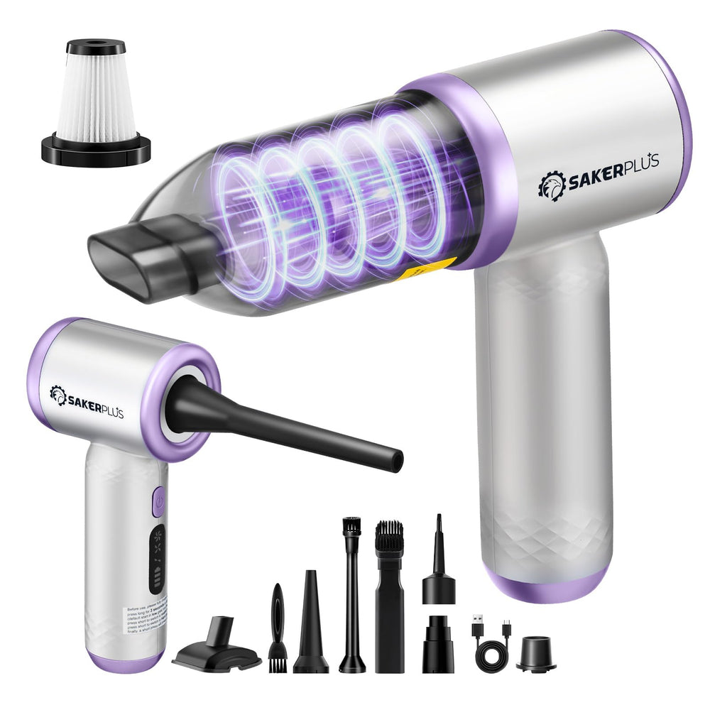 SakerPlus mini cordless vacuum, compact design for quick car cleanups.