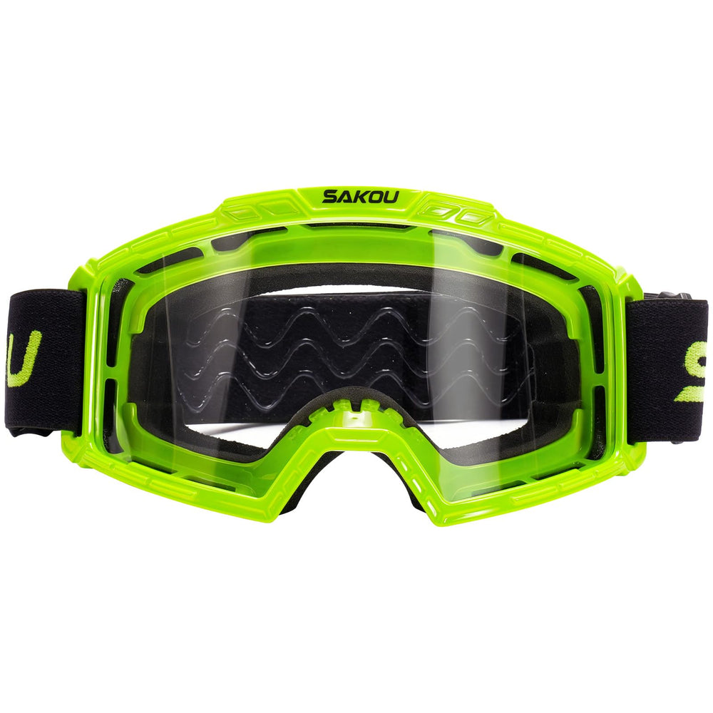 SAKOU anti-fog kids goggles front view with crystal-clear vision for young riders