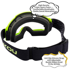 SAKOU goggles with helmet-fit design for motocross and ski helmets