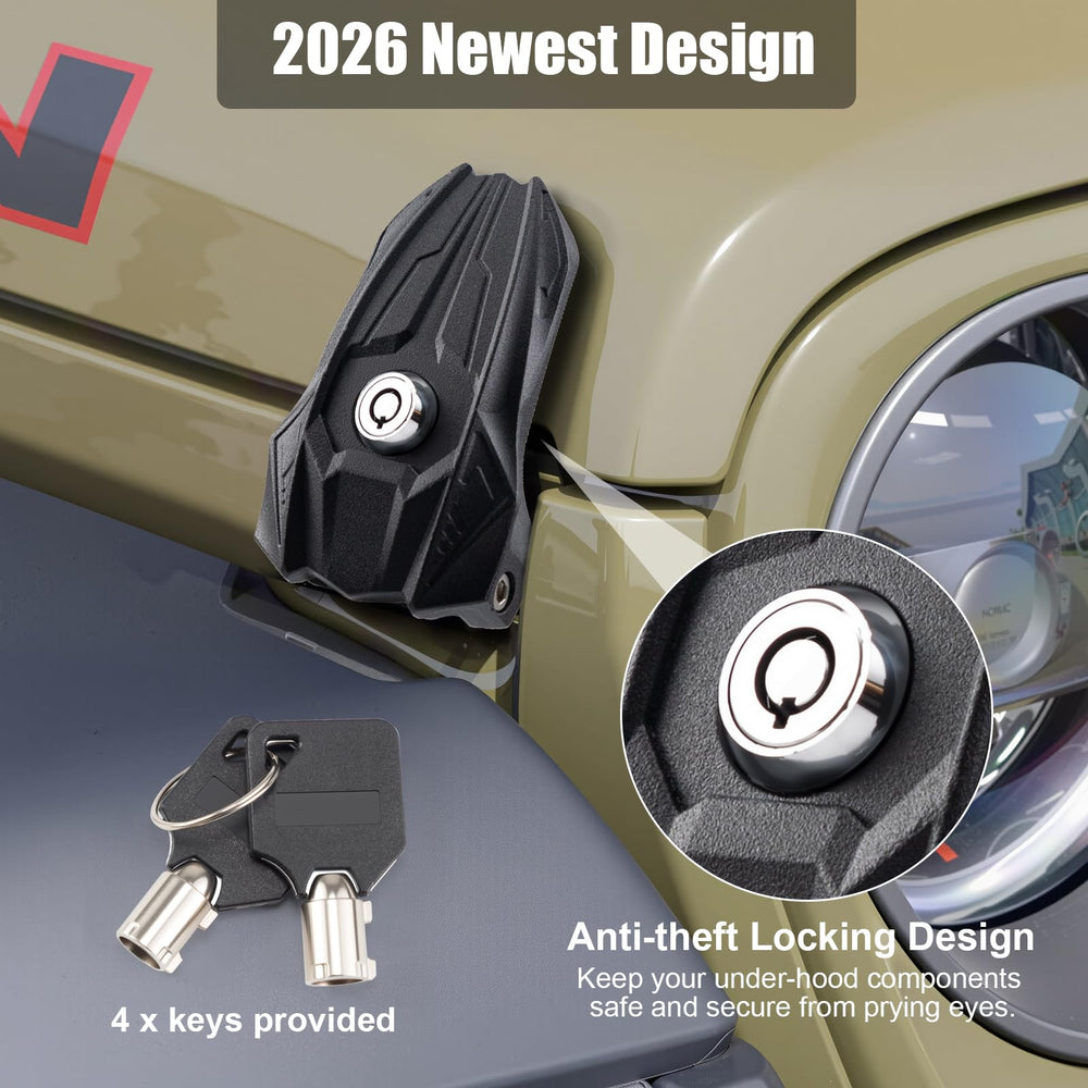 Salahii locking hood latches stainless lock core highlighting security