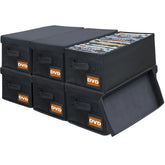 Salajory DVD storage boxes front view, six-pack design saves space