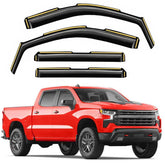 Saleago in-channel rain guards installed on Silverado/Sierra for weather protection and fresh air
