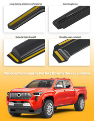 Water-resistant rain guard protects interior from rain on Tacoma