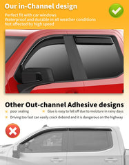Saleago waterproof deflectors on driver-side window provide weather protection