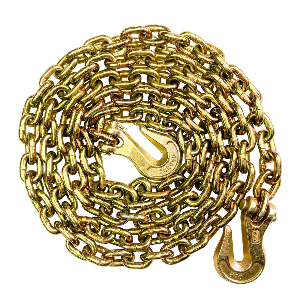 SALIFTFE 3/8 chain with hooks close-up highlighting versatile towing readiness.