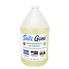 Salts Gone 1gal bottle demonstrates quick corrosion removal on salt-exposed surfaces.