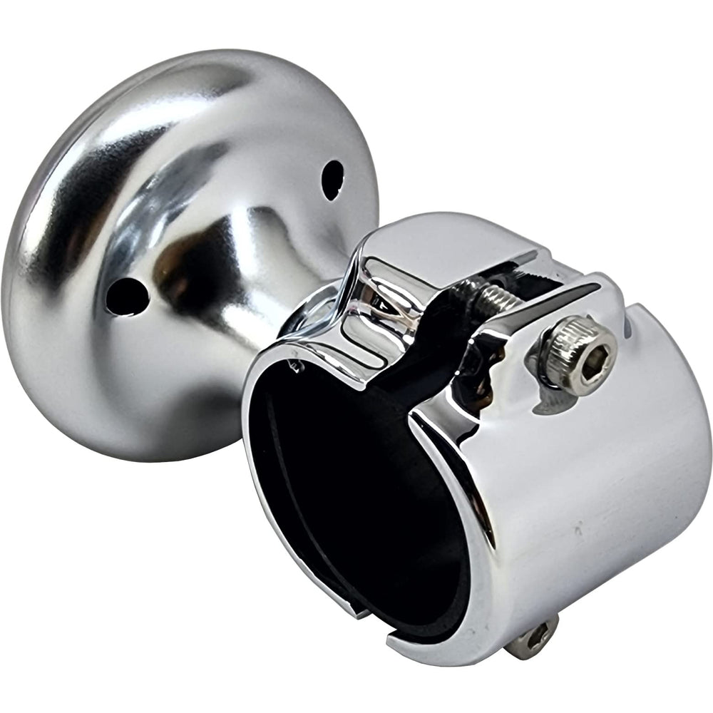 Close-up of Salty Reef Suicide Knob installed on helm for easy docking and trolling.