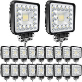 San Young LED pods 4in front view highlighting bright illumination for night driving.