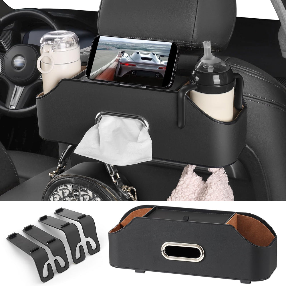 Sancaral backseat cup holder and tissue box organizer in action for organized car trips.