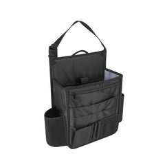 Sandfren car front seat organizer main compartment keeps tablets and papers handy.