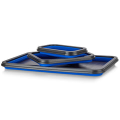 SANDOR collapsible magnetic parts tray—medium blue, ideal for bolts and washers at the workbench.
