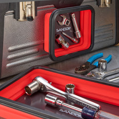 SANDOR magnetic parts tray on metal surface for fast part access