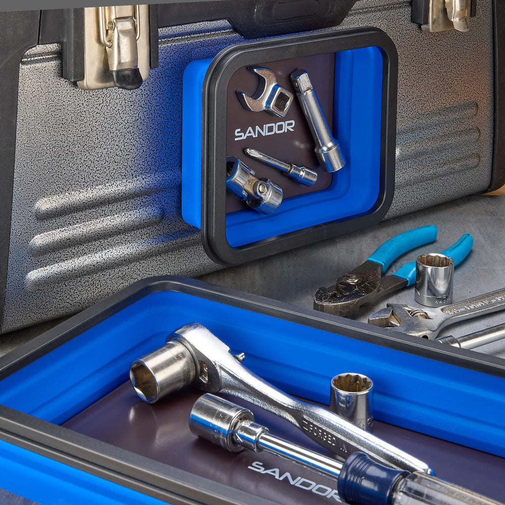 SANDOR magnetic tray set helps maintain an orderly workspace with silicone, non-marring design.