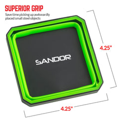 SANDOR magnetic base tray with non-marring rubber protects surfaces