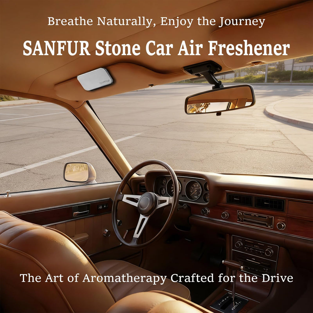 SANFUR Amber stone air freshener on visor clip adds a warm aroma to the cabin