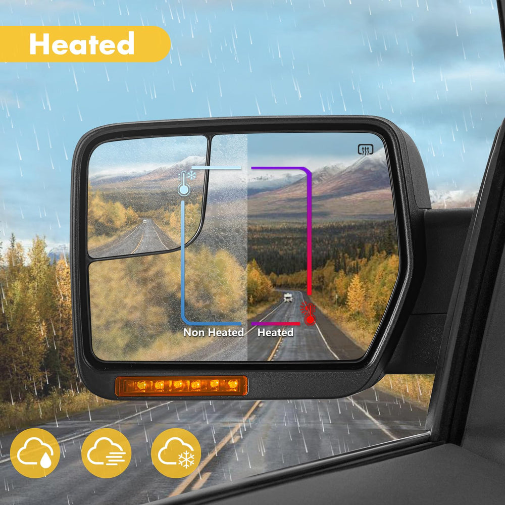Sanooer F-150 heated mirror prevents fog during cold commutes.