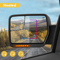 Sanooer F-150 heated mirror prevents fog during cold commutes.