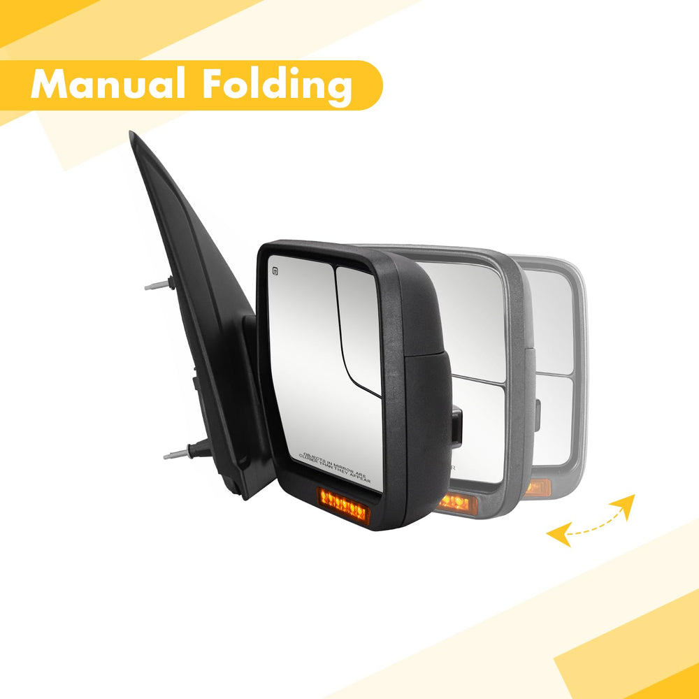 Sanooer F-150 manual folding mirrors save space in tight spots.