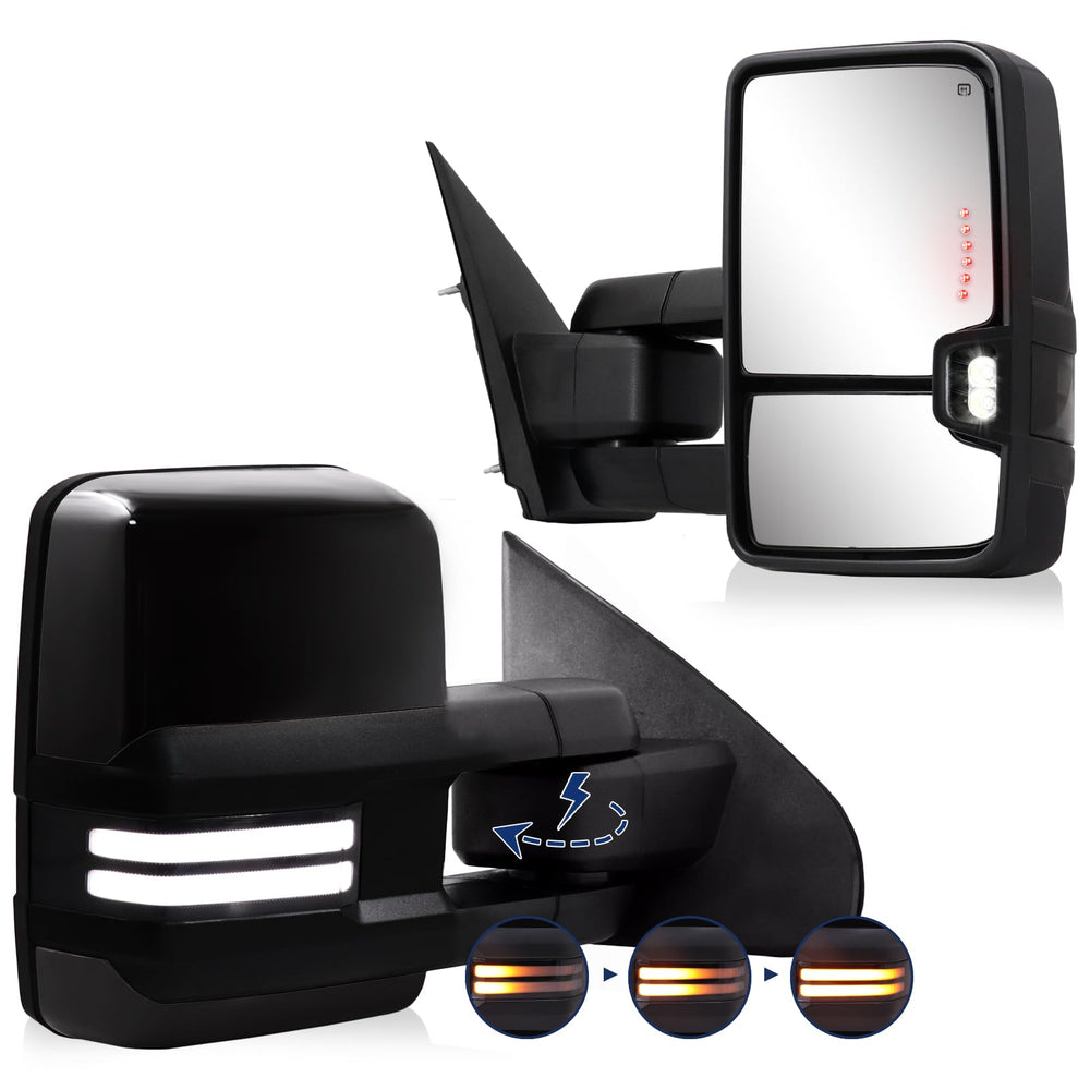 Sanooer power-folding towing mirror left-side assembly with enhanced towing visibility.