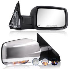 Sanooer chrome side mirror for Dodge Ram, front view, enhances visibility and style.