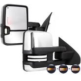 Sanooer Switchback towing mirror front view with chrome housing improves Silverado visibility